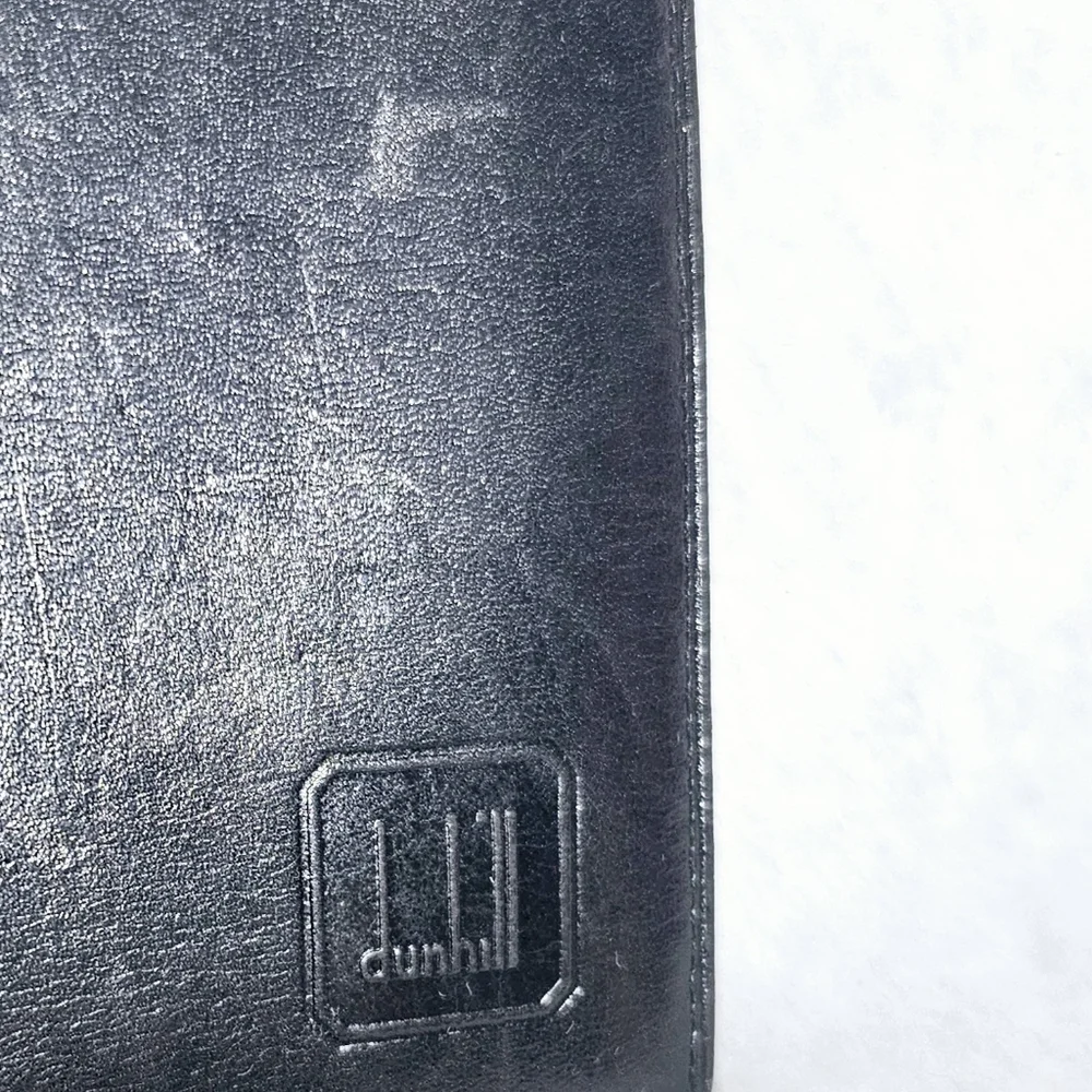 Dunhill Vintage Mens Black Leather Long Coat Wallet